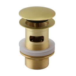 Fairford Brushed Brass Push Button Basin Waste, Slotted