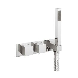 Crosswater Water Square 2 Outlet 2 Handle Concealed Thermostatic Shower Valve and Handset
