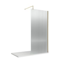 Fairford Brushed Brass Fluted 8mm Wetroom Screen - 1850mm High