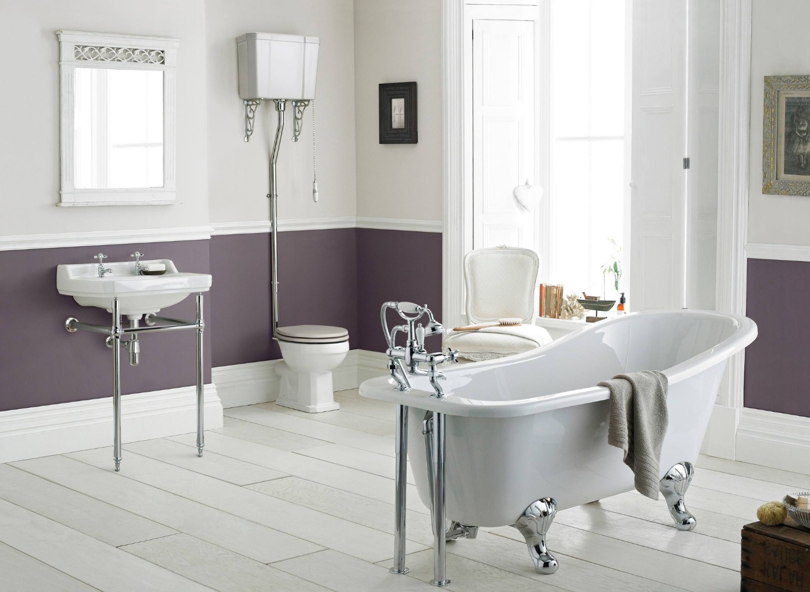 traditional purple bathroom