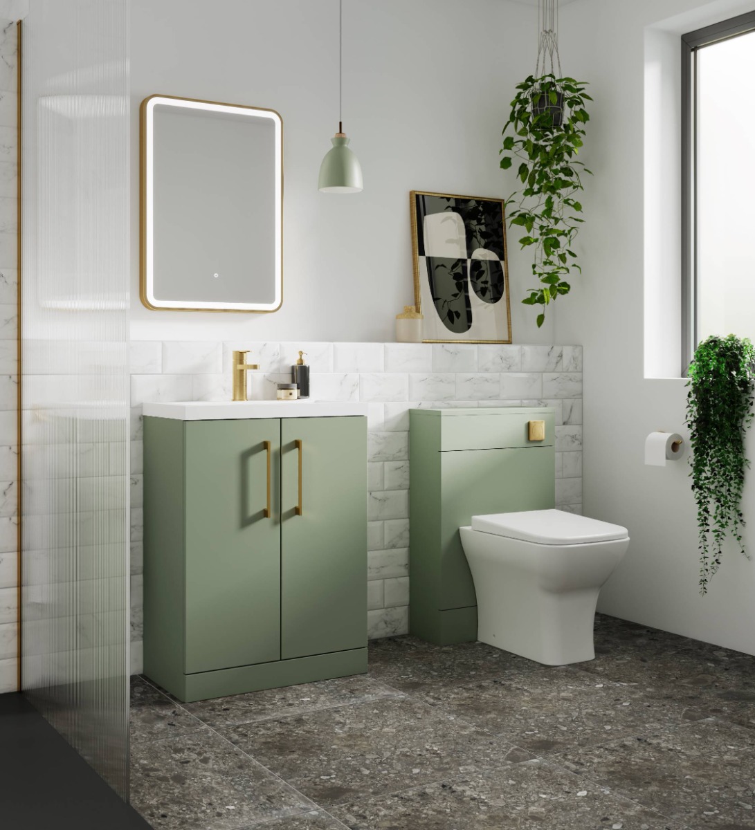 small green spa bathroom