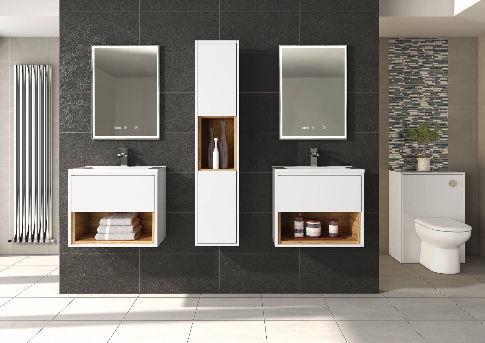 double vanity unit in modern bathroom