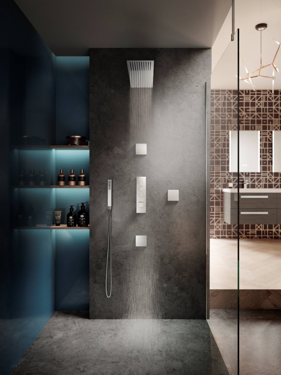 undershelf lighting in shower design