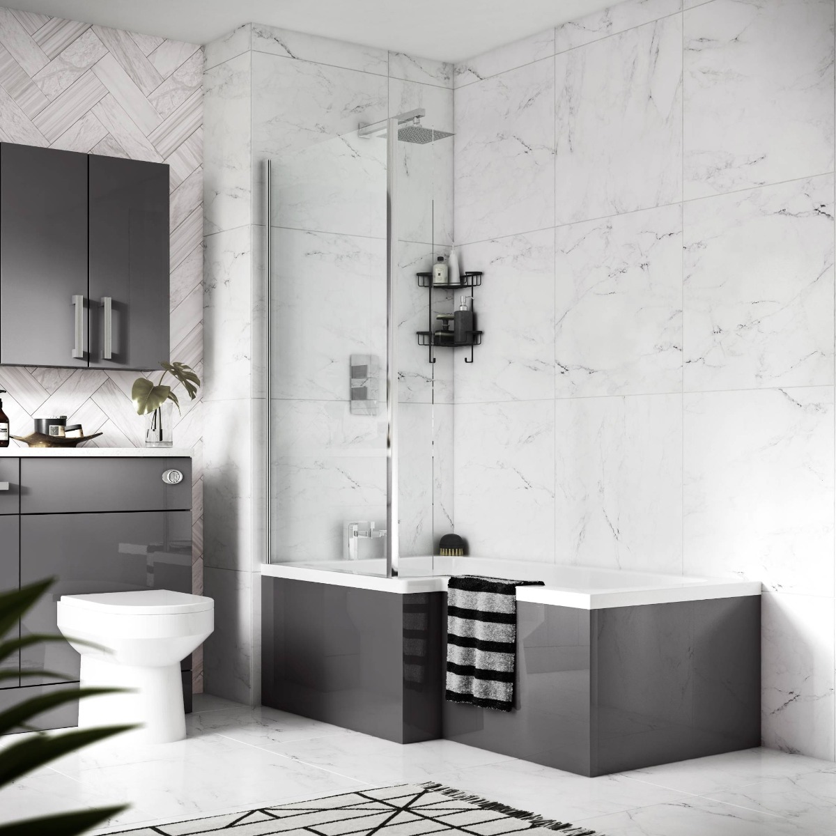 marble grey and white bathroom tiles