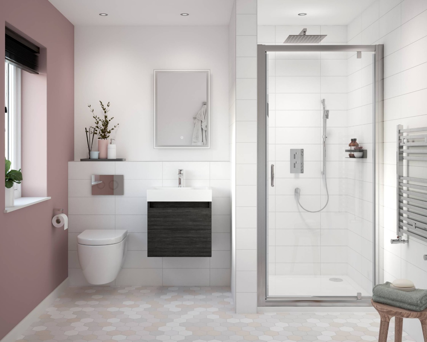 pink and black bathroom